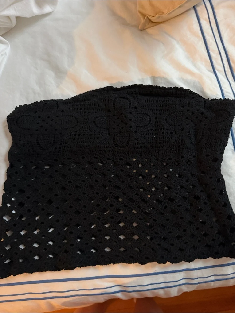 J. Crew Black Crochet strapless top